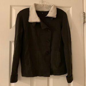 Olive Green Sweater with cream collar